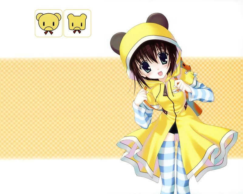 anime girl in yellow raincoat