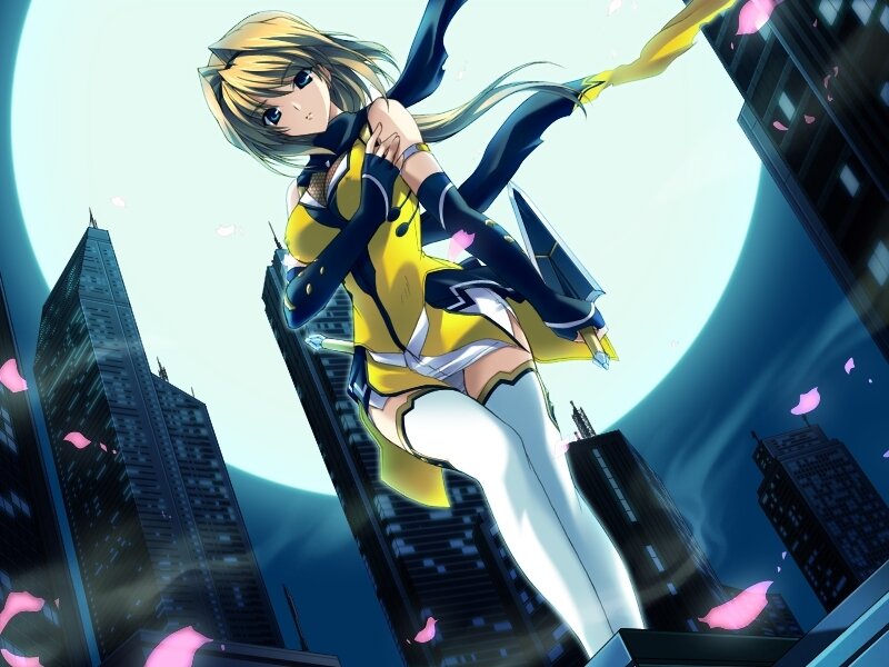 anime girl in yellow suit