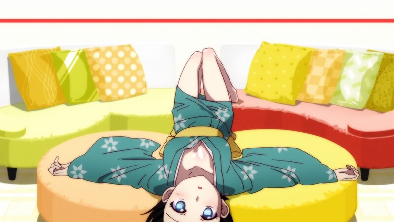 anime girl in yukata on floor