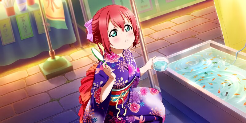 Anime Girl in Yukata — Purple, Calm, Sunset