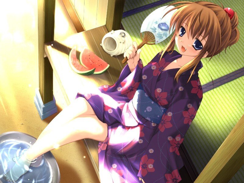 Anime Girl in Yukata — Purple