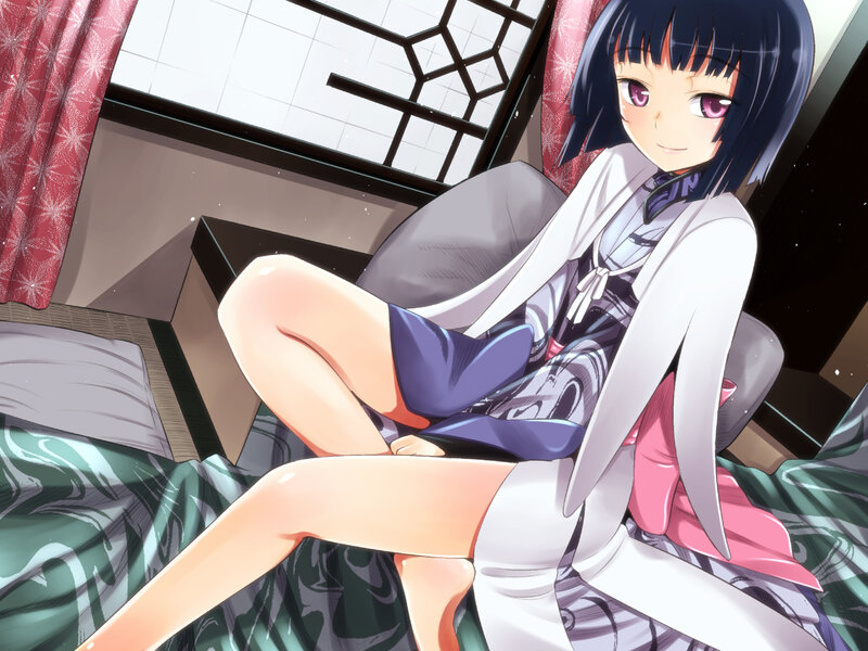 Anime Girl in Yukata — White, Calm, Bed