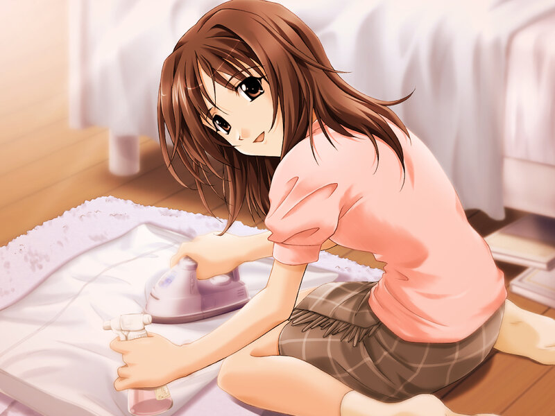 Anime Girl Ironing Clothes
