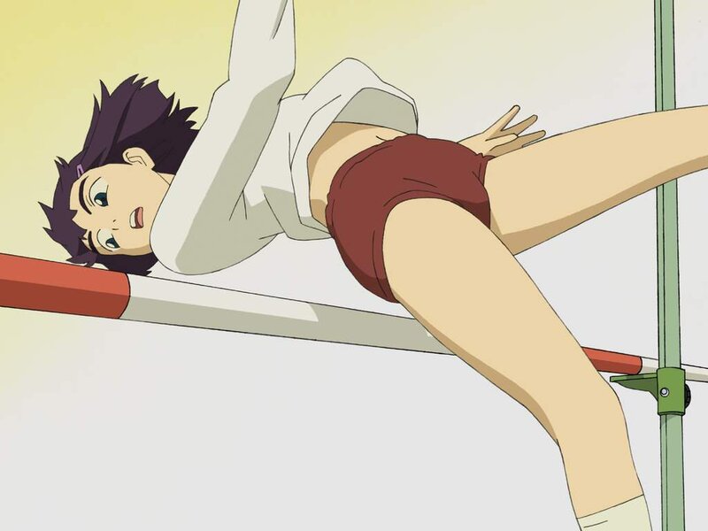 anime girl jumping hurdles