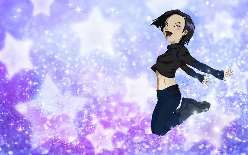 Anime Girl Jumping — Purple