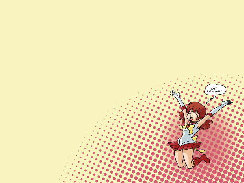 Anime Girl Jumping — Yellow, Joyful