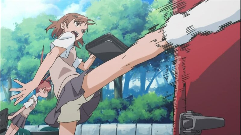 anime girl kicking a wall