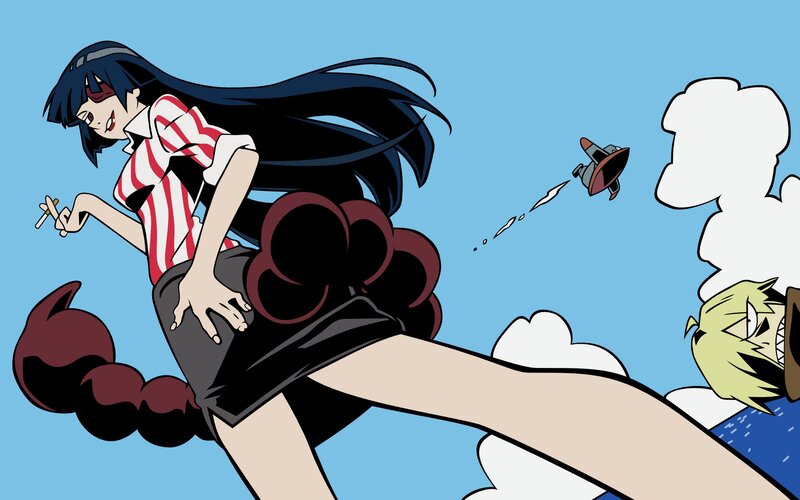 Anime Girl Kicking — Blue, Action-packed