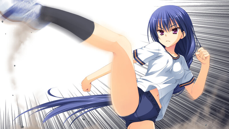 Anime Girl Kicking — Blue