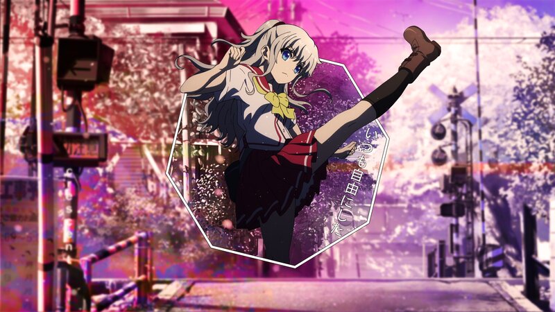 Anime Girl Kicking — Purple, Dynamic