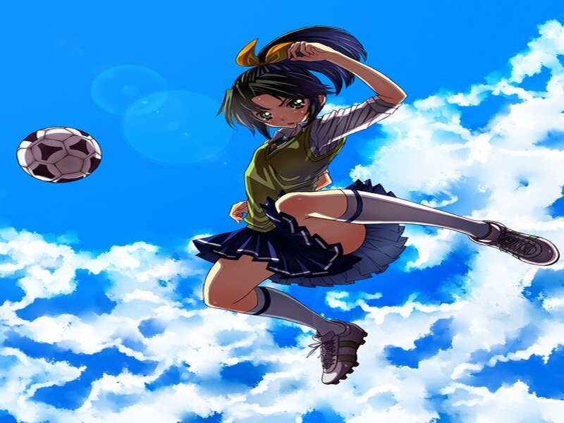 Anime Girl Kicking Soccer Ball