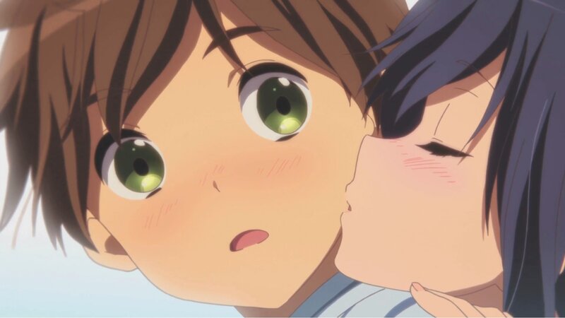 Anime Girl Kissing Boy — Blue