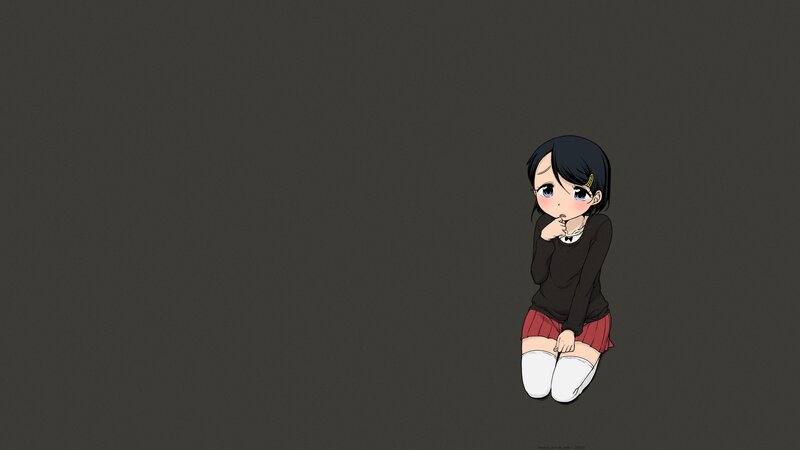 Anime Girl Kneeling — Gray, Neutral