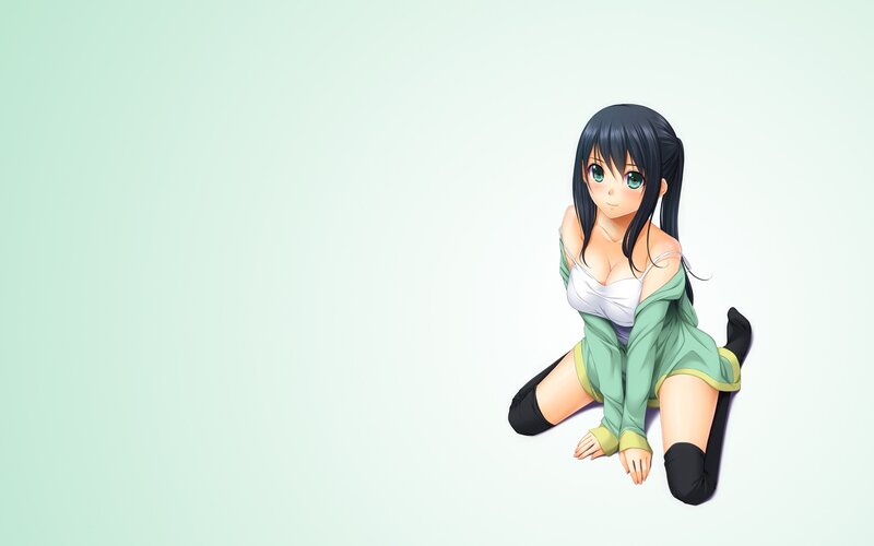Anime Girl Kneeling — Light Green