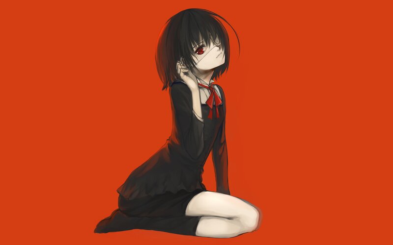 Anime Girl Kneeling — Orange