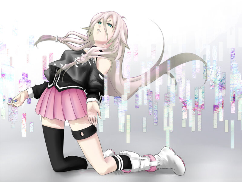 Anime Girl Kneeling — Pink