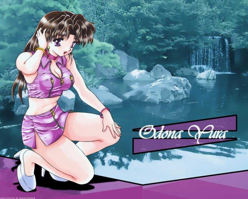Anime Girl Kneeling — Purple, Serene