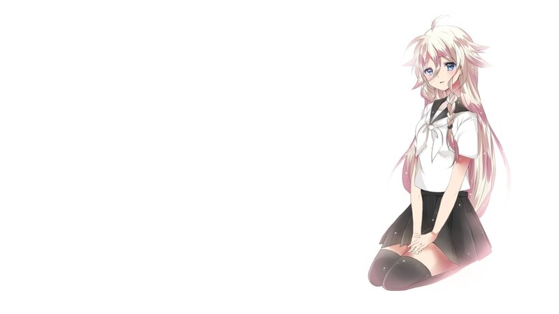 Anime Girl Kneeling — White, Calm, School Uniform