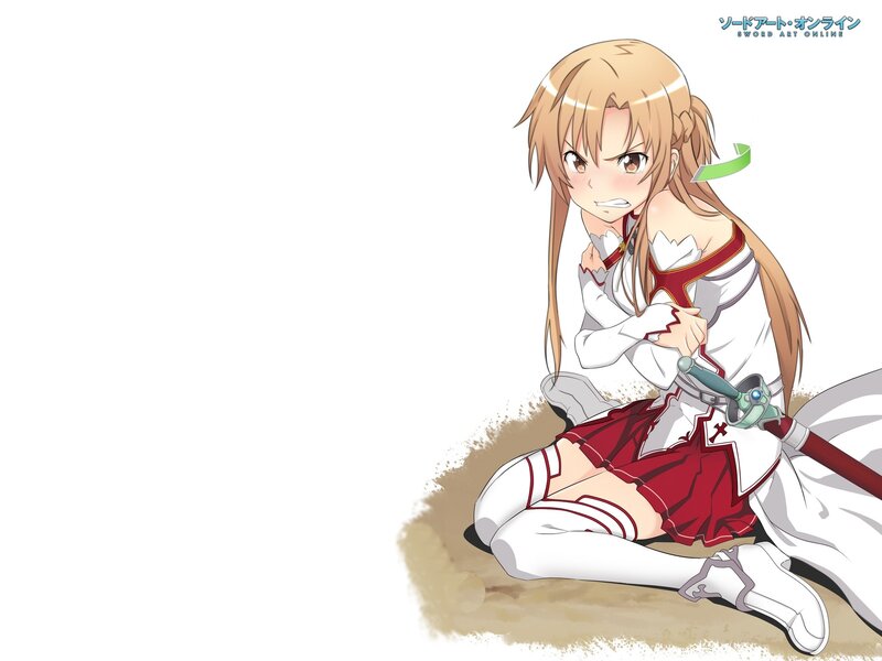 Anime Girl Kneeling — White