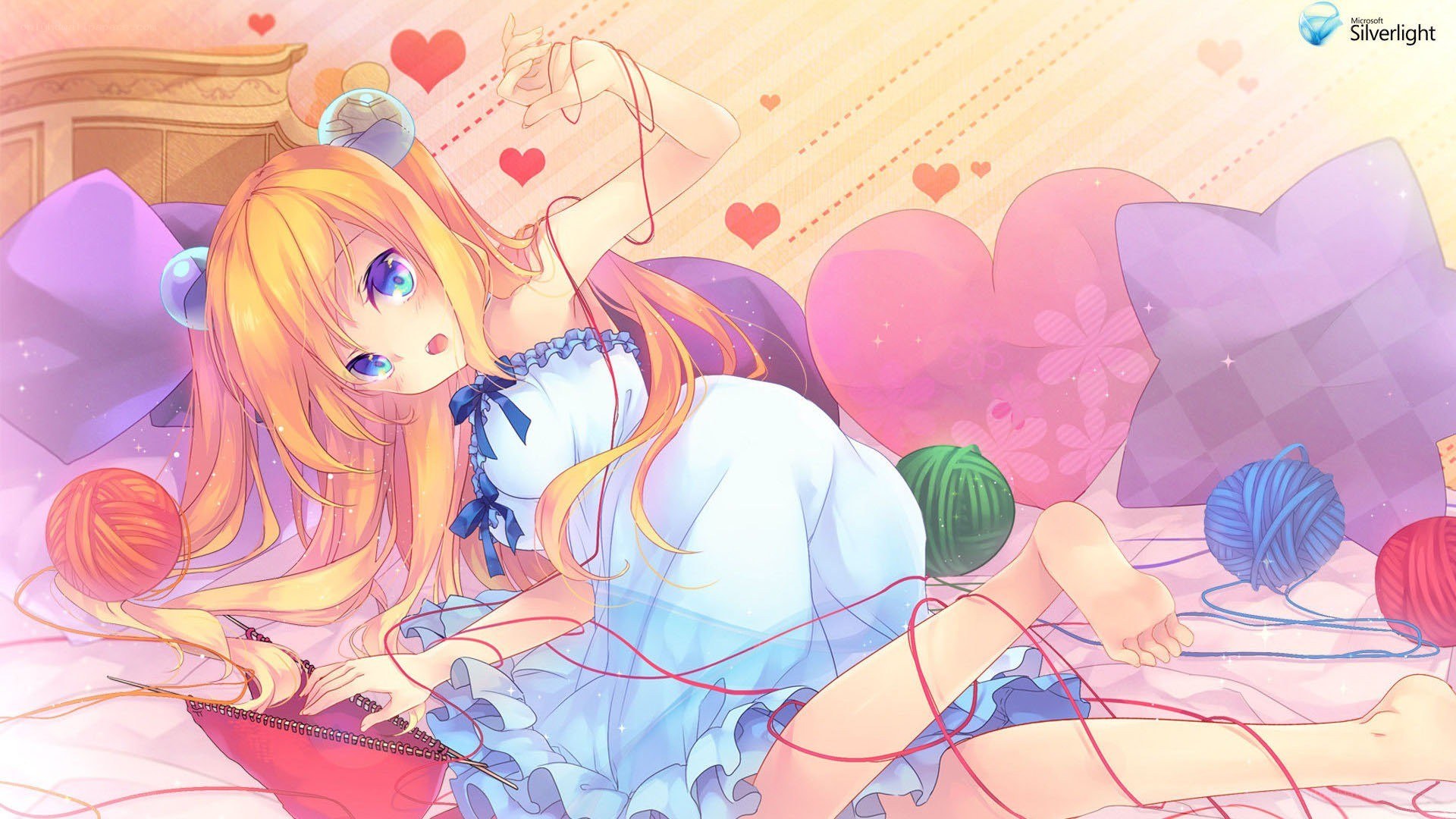 anime girl knitting