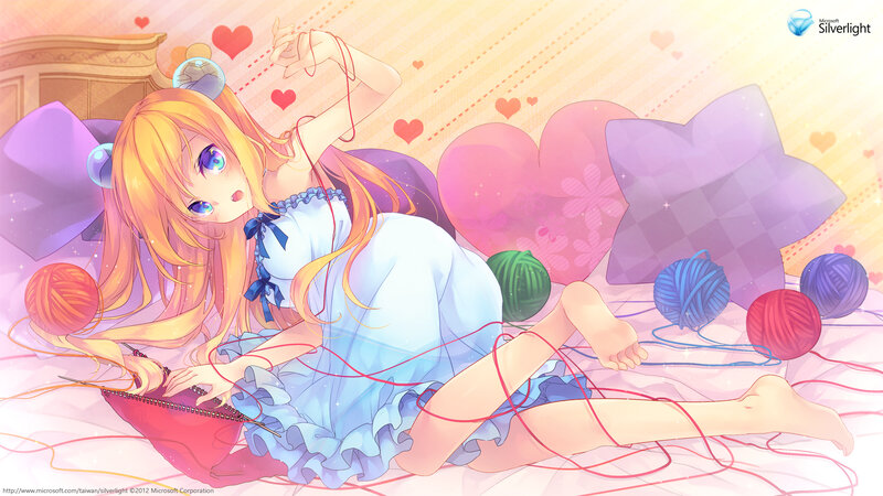 Anime Girl Knitting — Pink