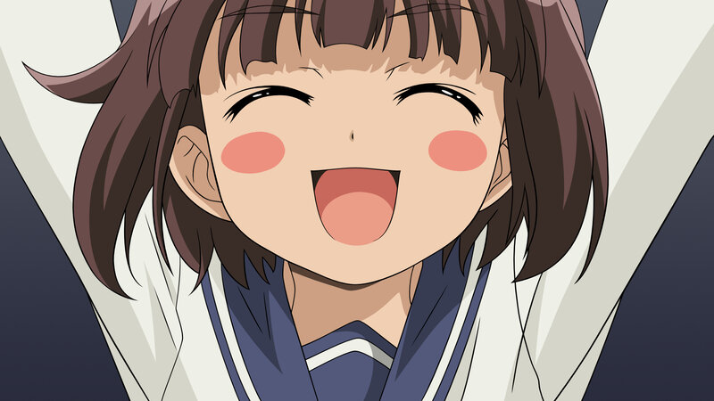 anime girl laughing happily