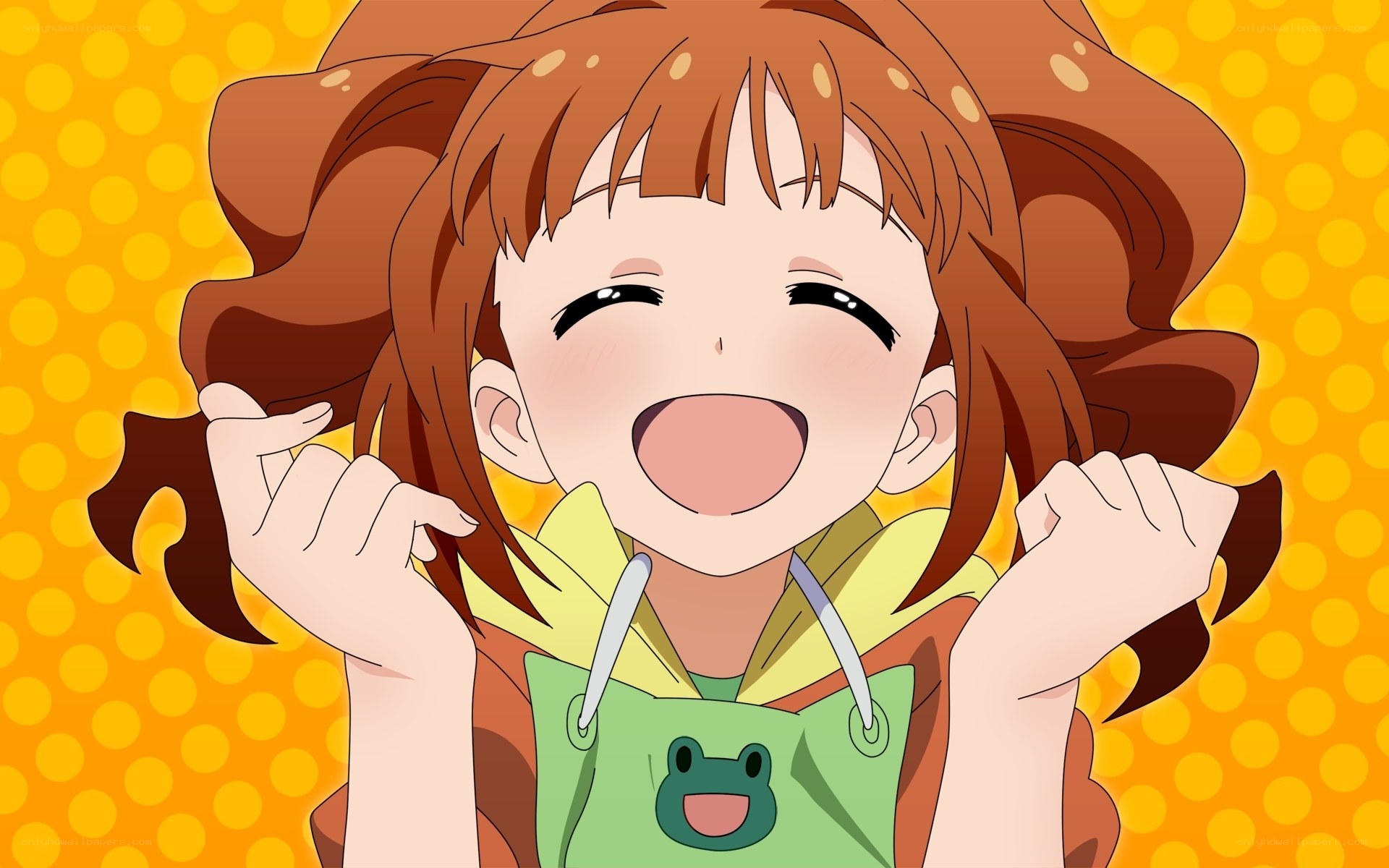 anime girl laughing happily