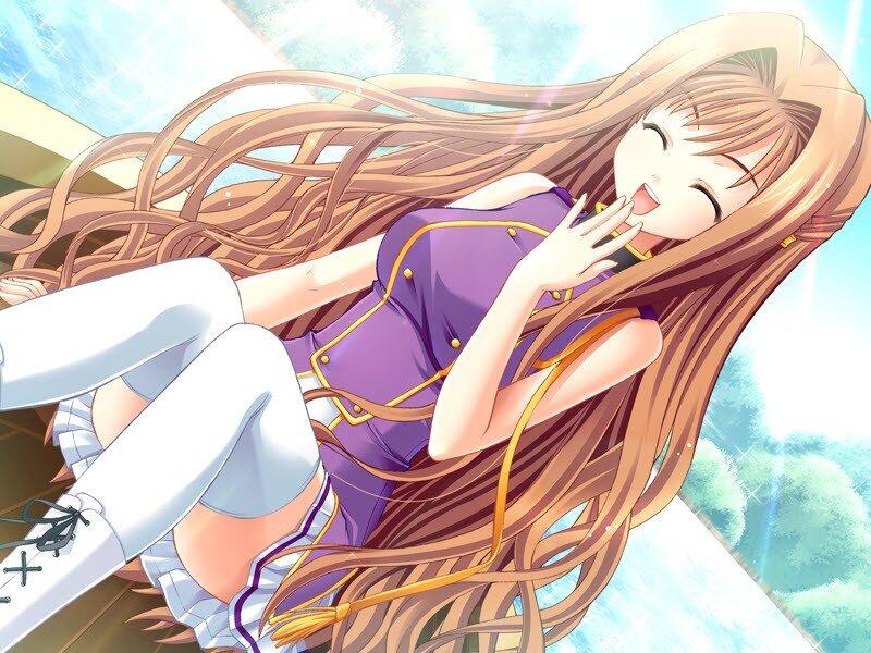 Anime girl laughing joyfully