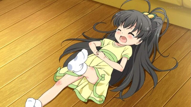 anime girl laughing on floor