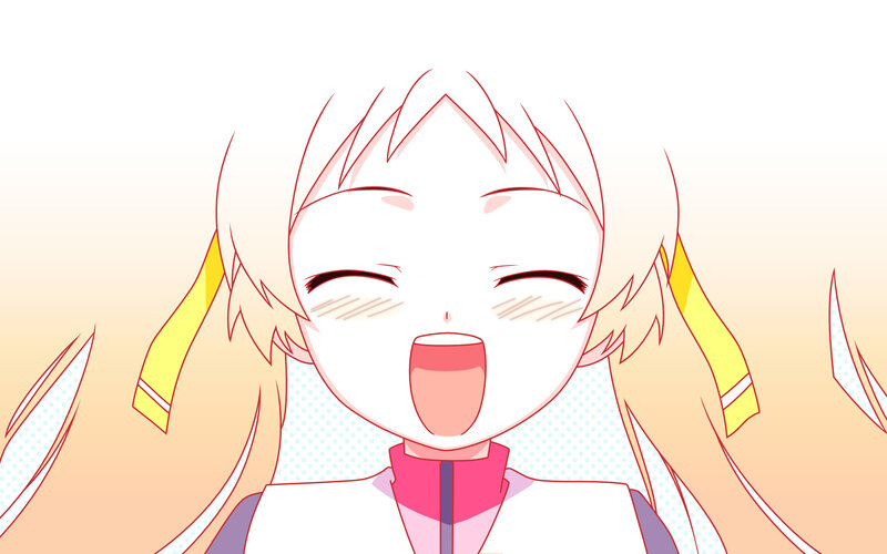 Anime Girl Laughing — White, Joyful