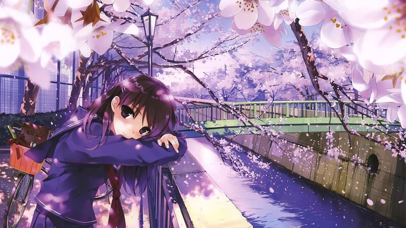 Anime Girl Leaning on Bridge