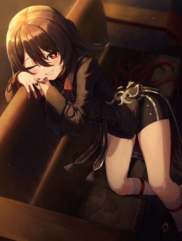 Anime Girl Leaning on Railing — Brown
