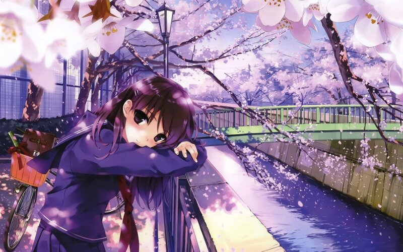 Anime Girl Leaning on Railing