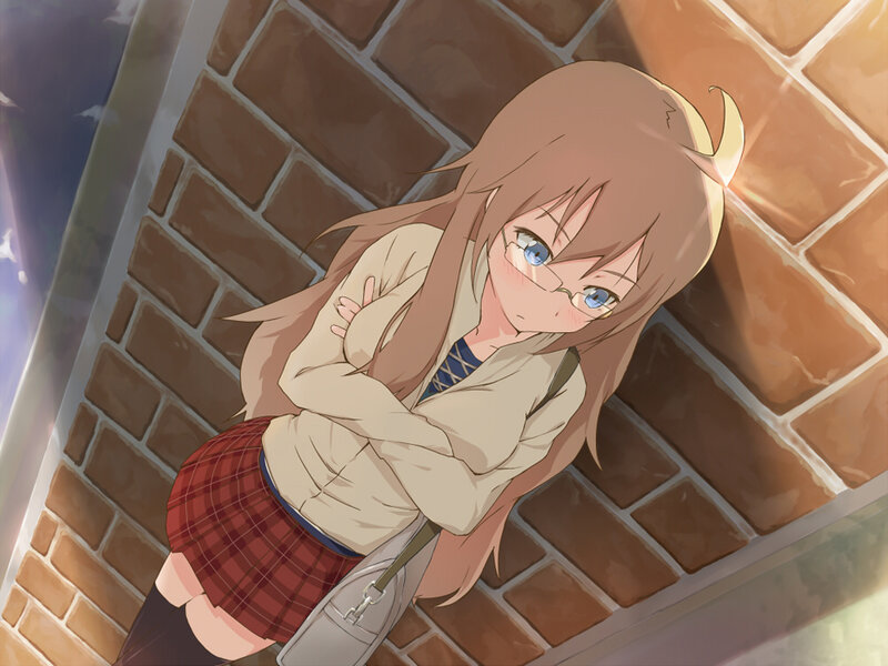 Anime Girl Leaning on Wall — Brown