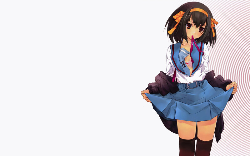 Anime Girl Lifting Skirt — Blue