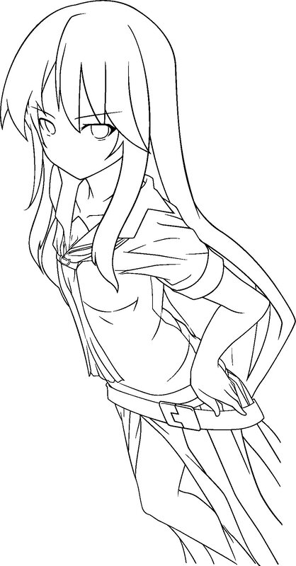 anime girl line art