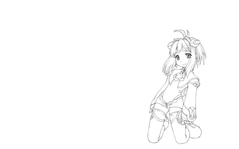 anime girl line art sketch