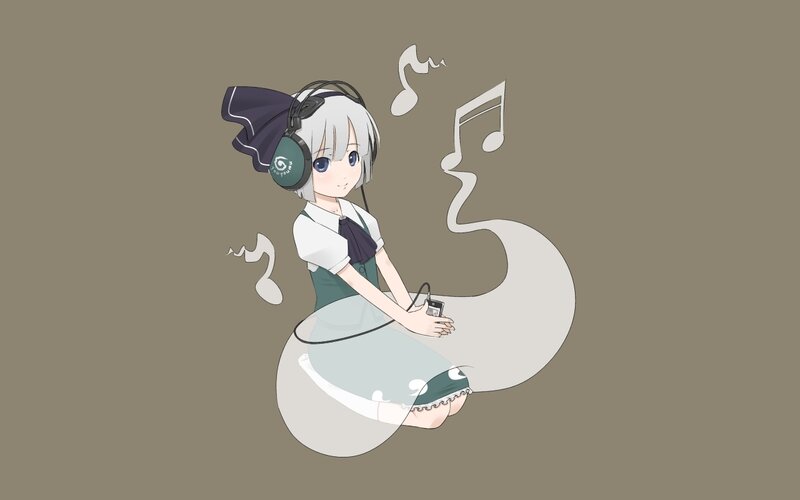 anime girl listening to music
