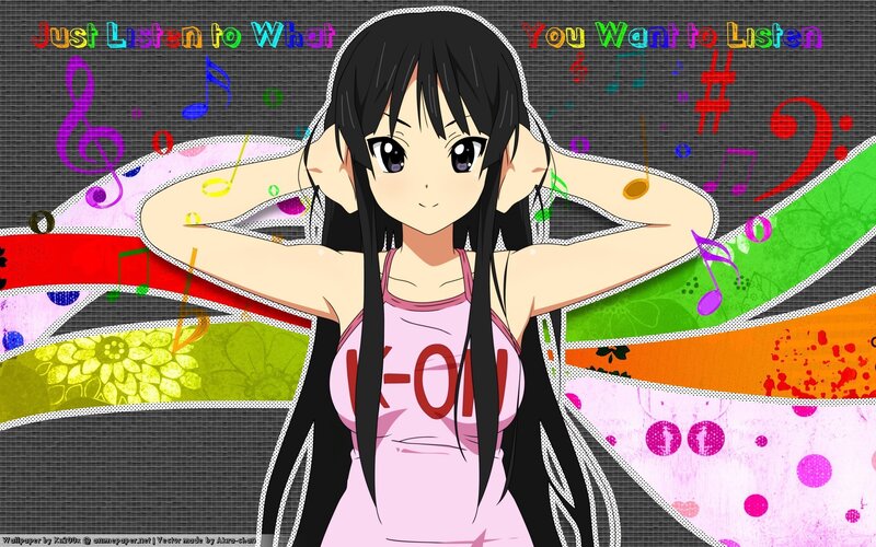 anime girl listening to music