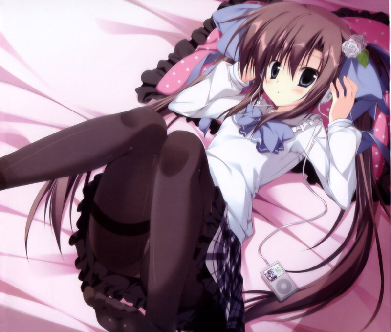 anime girl listening to music