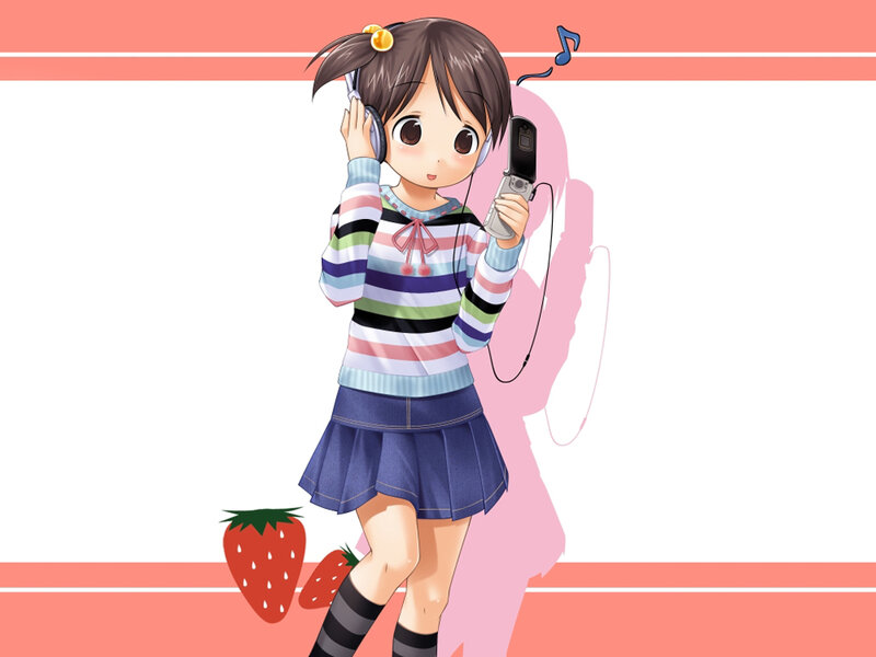 anime girl listening to music