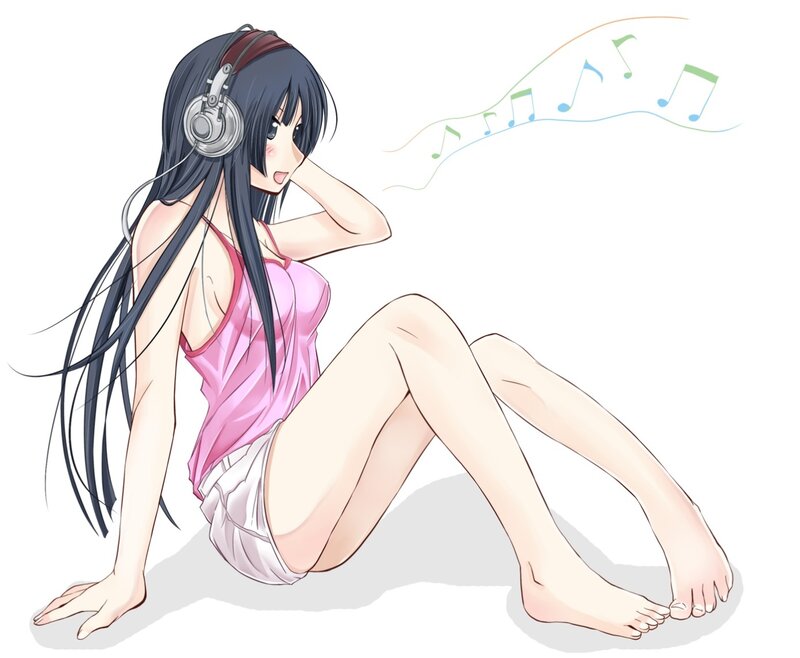 Anime Girl Listening to Music — Pink