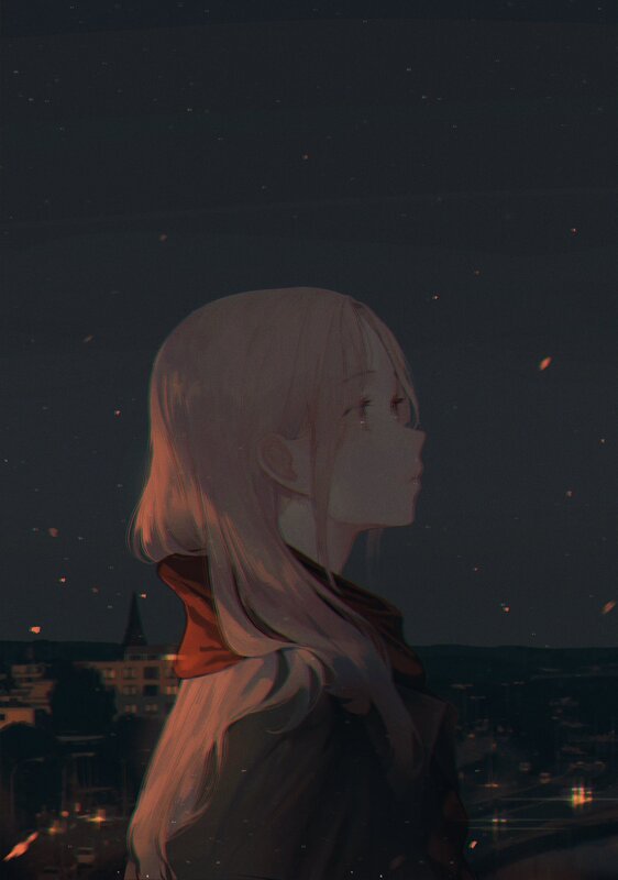 Anime Girl Looking at City