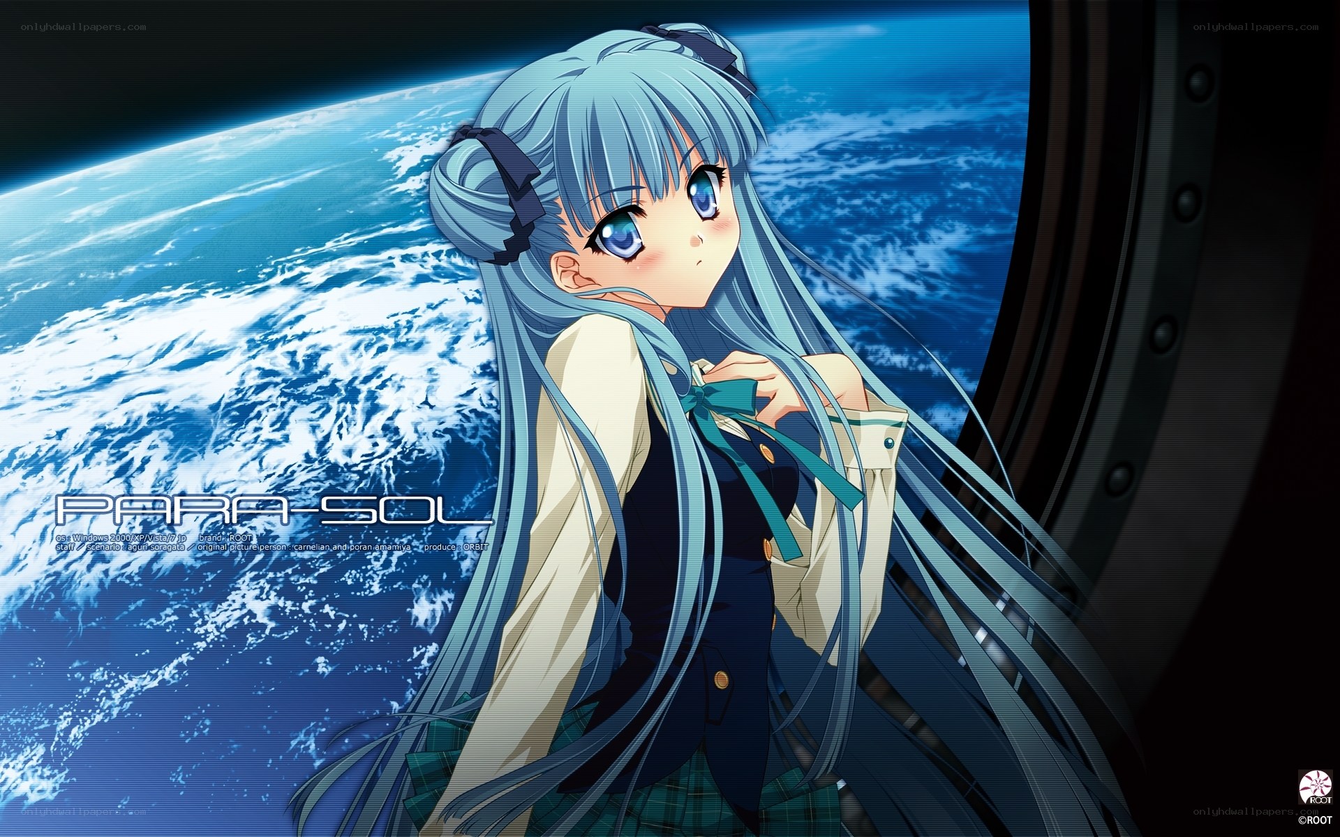 Anime girl looking at Earth