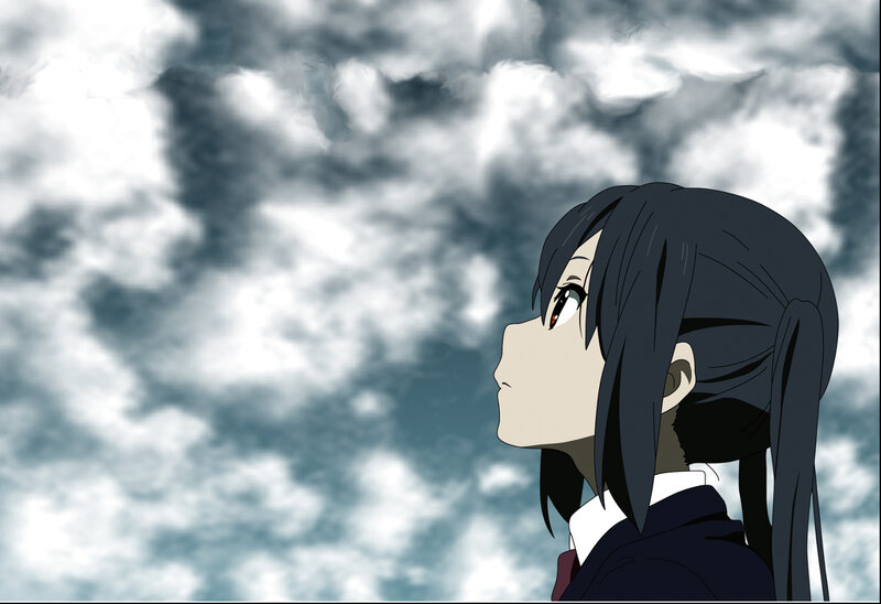 anime girl looking at sky