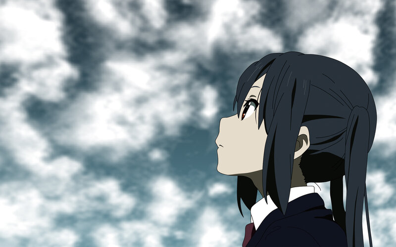 anime girl looking at sky