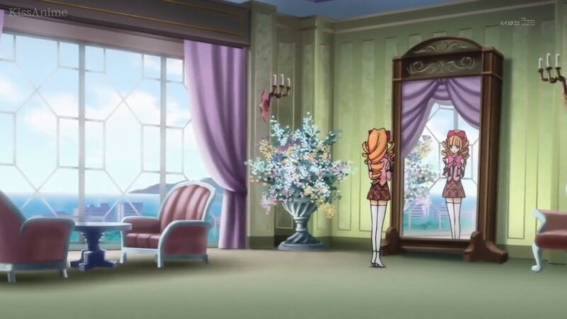 Anime Girl Looking in Mirror — Green