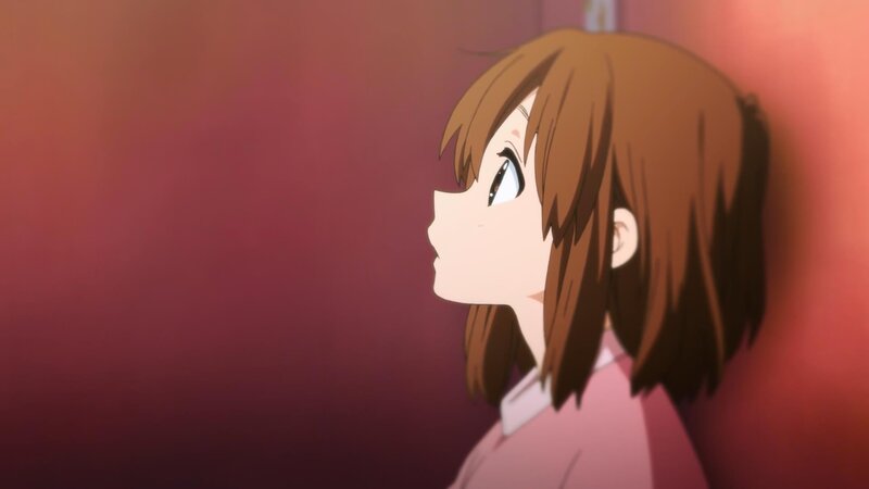 anime girl looking up