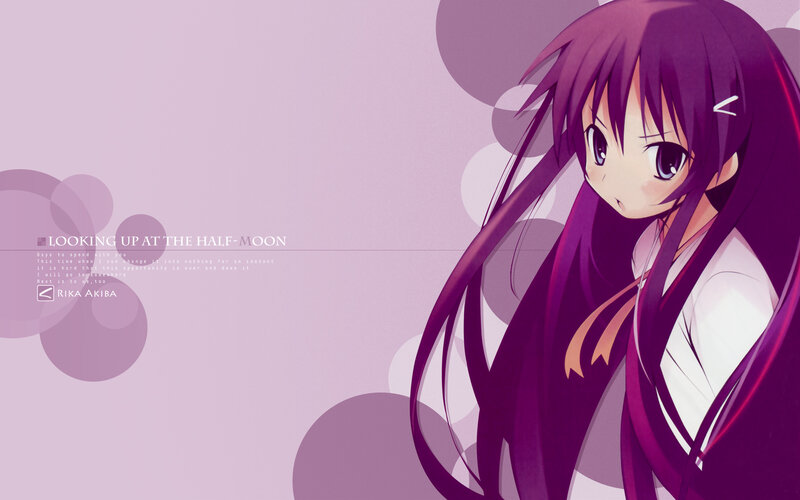 anime girl looking up at moon