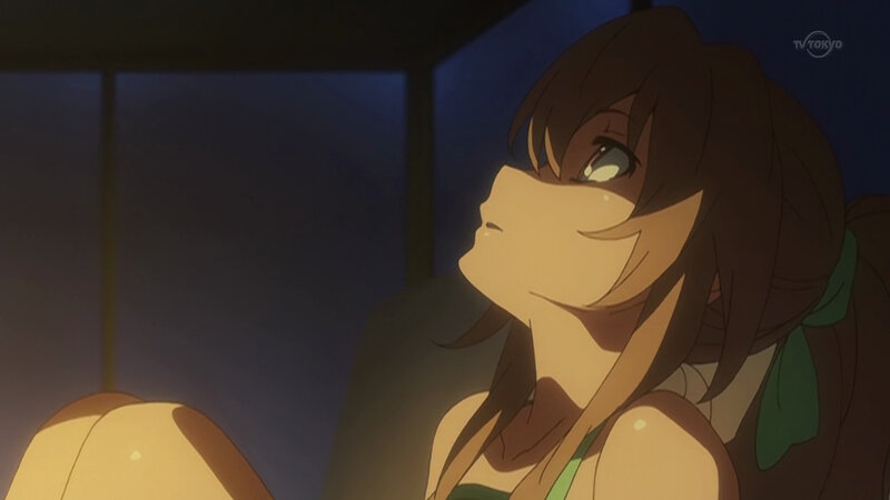 anime girl looking up
